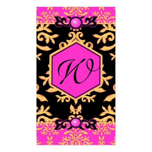 Hot Pink Damask for Fashion Designer, Stylist Business Cards (back side)