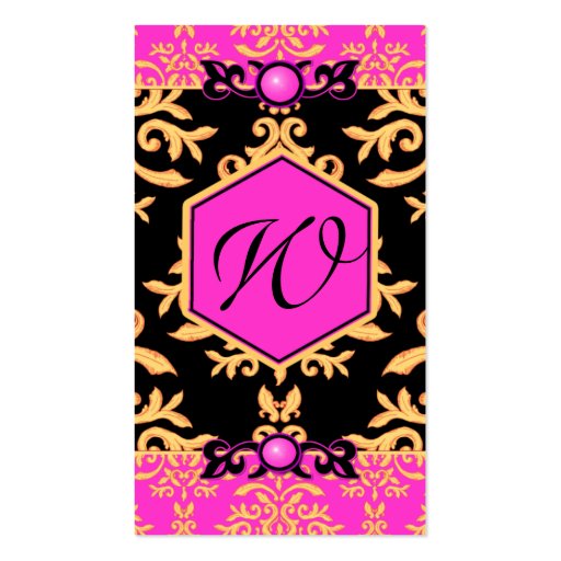 Hot Pink Damask for Fashion Designer, Stylist Business Cards (back side)