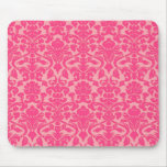 Hot Pink Damask Lace Pattern Mousepad