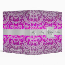 Hot Pink Damask Monogram Baby Album Binder