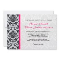 Hot Pink Damask Monogram Invitation