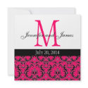 Hot Pink Damask Monogram Wedding Invitation 3 invitation