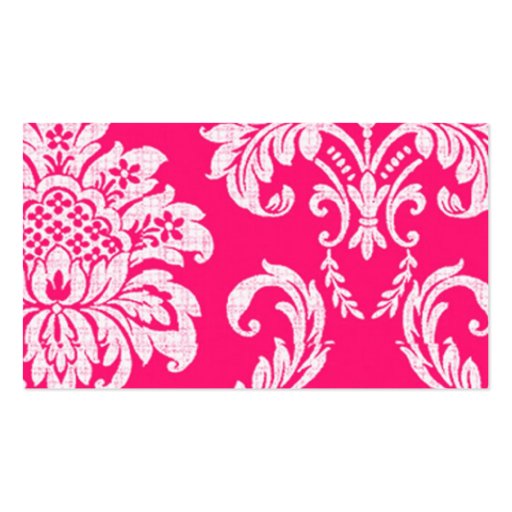 Hot Pink Damask Table Place Card Holders Business Card Template (back side)