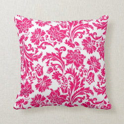 Hot Pink Damask Throw Pillow