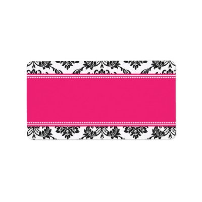 Hot Pink Damask Wedding Address Labels