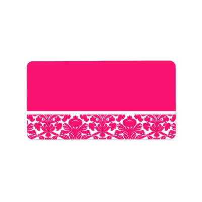 Hot Pink Damask Wedding Address Labels