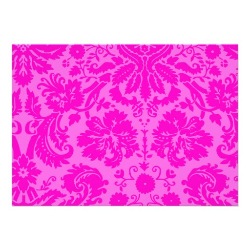 Hot Pink Damask Wedding Invitations