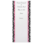 Hot Pink Damask Wedding Quizz and Menu invitations
