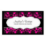 Hot Pink Damask with black frame Business Card business cards