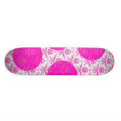 Hot Pink Damask with Pink Polka Dots Skateboard Decks