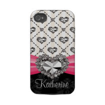 Hot Pink Diamond Heart iPhone 4 Case Mate Tough