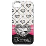 Hot Pink Diamond Heart iPhone 5 Case Mate Tough