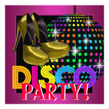 Hot Pink Disco Dance Party Invitations