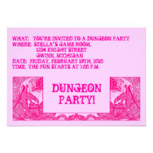 HOT PINK DRAGONS IN DUNGEONS ~ PARTY INVITATION!