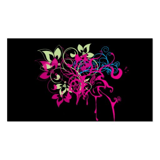 Hot Pink Drips And Flowers Business Profile Cards Business Card (front side)