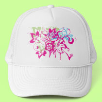 Hot Pink Drips And Flowers hats by Itayasdesigns Hot Pink Drips And Flowers hats
