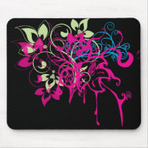 Hot Pink Drips And Flowers Mousepad by Itayasdesigns Hot Pink Drips And Flowers Mousepad