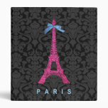 Hot Pink Eiffel Tower in faux glitter Binder