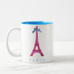 Hot Pink Eiffel Tower in faux glitter Coffee Mugs