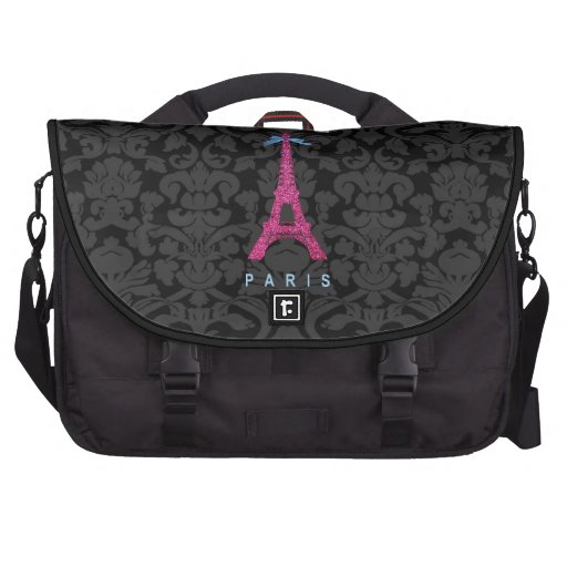 Hot Pink Eiffel Tower in faux glitter Commuter Bag