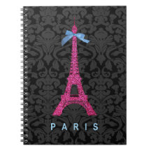 Hot Pink Eiffel Tower in faux glitter Journal