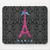 Hot Pink Eiffel Tower in faux glitter Mousepad