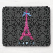 Hot Pink Eiffel Tower in faux glitter Mousepad
