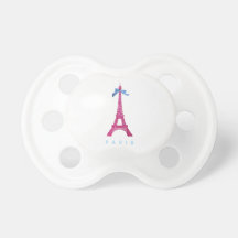 Hot Pink Eiffel Tower in faux glitter Pacifier