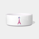 Hot Pink Eiffel Tower in faux glitter Pet Bowl