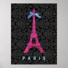 Hot Pink Eiffel Tower in faux glitter Posters