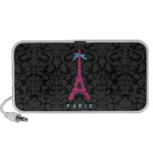 Hot Pink Eiffel Tower in faux glitter Laptop Speaker