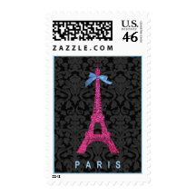 Hot Pink Eiffel Tower in faux glitter Stamp