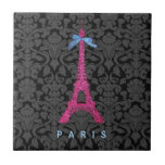 Hot Pink Eiffel Tower in faux glitter Tiles