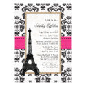 Hot Pink Eiffel Tower Parisian Bridal Shower Announcements