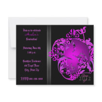 Hot Pink Fantasy Griffin Graduation Invitations