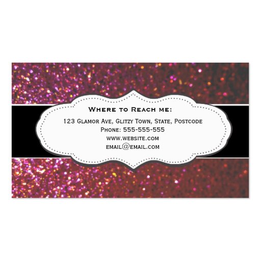 Hot Pink Faux Glitter Business Cards (back side)