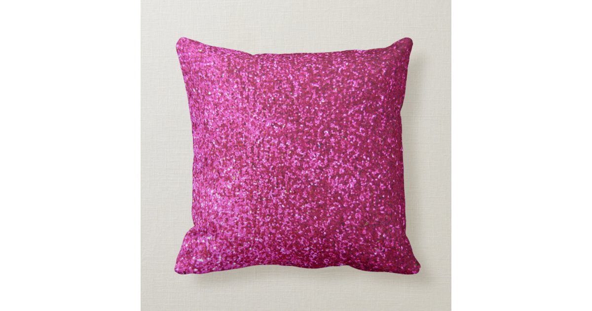Hot Pink Faux Glitter Throw Pillow Zazzle