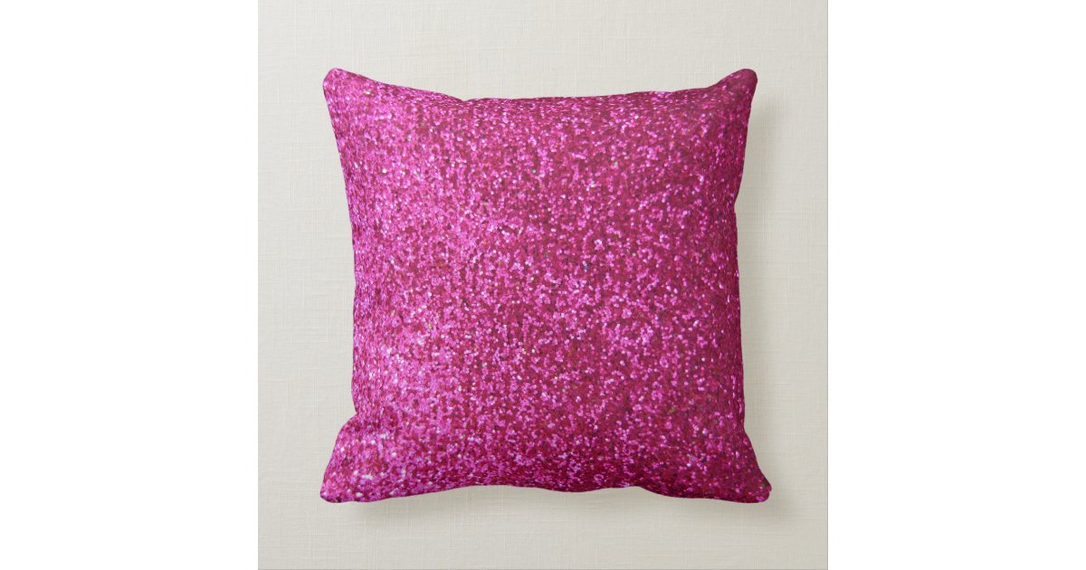 Hot Pink Faux Glitter Throw Pillow Zazzle
