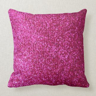 Hot Pink Faux Glitter Throw Pillows