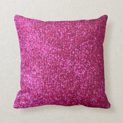 Hot Pink Faux Glitter Throw Pillows