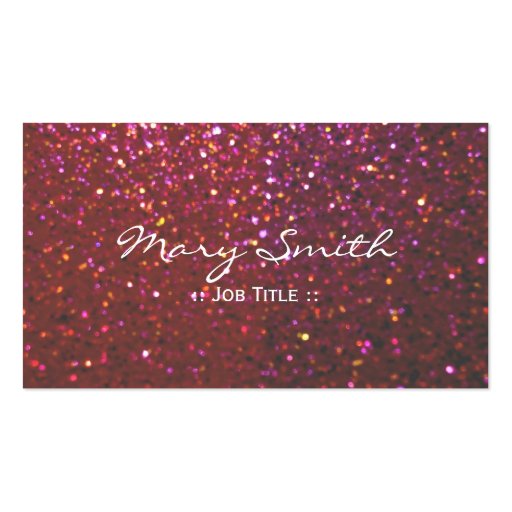Hot pink faux Sparkles & Glitter business cards (back side)