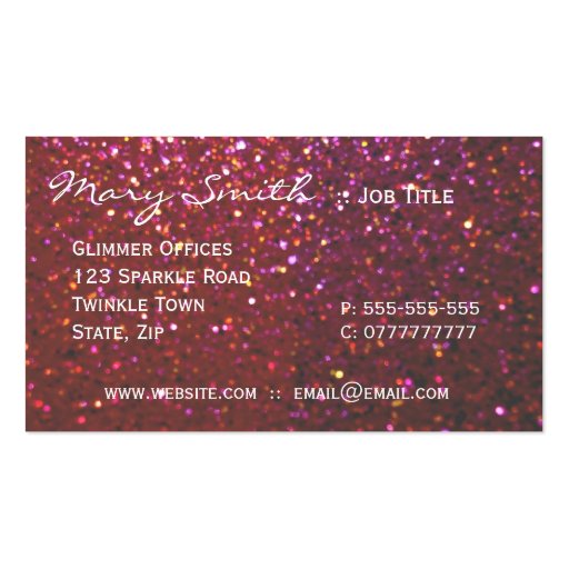 Hot pink faux Sparkles & Glitter business cards