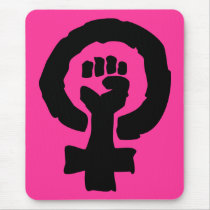 Hot Pink Female symbol solidarity hand Mousepad