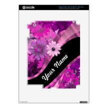 Hot pink floral decals for iPad 3