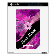 Hot pink floral decals for NOOK color