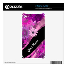 Hot pink floral iPhone 4 skins