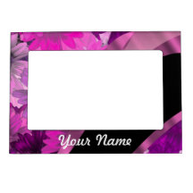 Hot pink floral magnetic picture frame