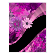 Hot pink floral postcards