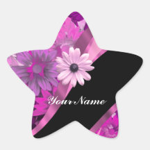 Hot pink floral stickers