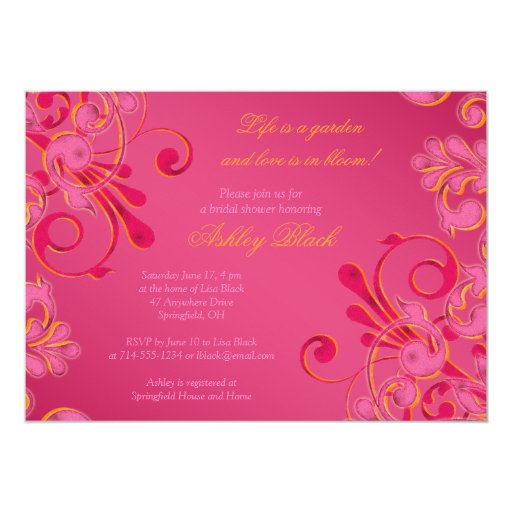 Hot Pink Floral Wedding Bridal Shower Invitation Zazzle